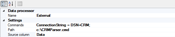 External data processor properties