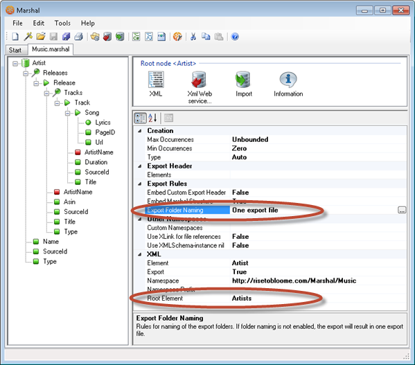 Select the Export Folder Naming property