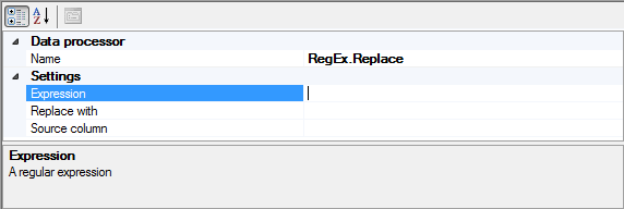 RegEx Replace data processor properties